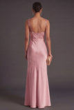 Black Mermaid Thick Straps Long Bridesmaid Dress with Slit