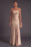 Black Mermaid Thick Straps Long Bridesmaid Dress with Slit
