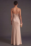 Black Mermaid Thick Straps Long Bridesmaid Dress with Slit
