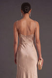 Black Mermaid Thick Straps Long Bridesmaid Dress with Slit