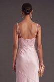 Black Mermaid Thick Straps Long Bridesmaid Dress with Slit