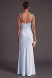 Black Mermaid Thick Straps Long Bridesmaid Dress with Slit