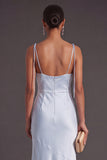 Black Mermaid Thick Straps Long Bridesmaid Dress with Slit