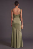 Black Mermaid Thick Straps Long Bridesmaid Dress with Slit