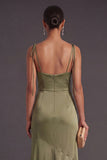 Black Mermaid Thick Straps Long Bridesmaid Dress with Slit
