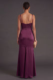 Black Mermaid Thick Straps Long Bridesmaid Dress with Slit
