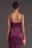 Black Mermaid Thick Straps Long Bridesmaid Dress with Slit