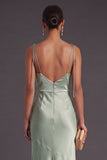 Black Mermaid Thick Straps Long Bridesmaid Dress with Slit