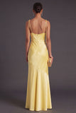 Black Mermaid Thick Straps Long Bridesmaid Dress with Slit