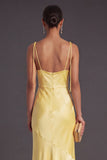Black Mermaid Thick Straps Long Bridesmaid Dress with Slit