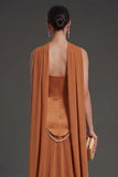 Black A Line Neck Scarf Strapless Long Bridesmaid Dress