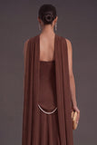 Black A Line Neck Scarf Strapless Long Bridesmaid Dress