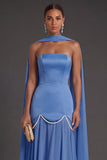 Black A Line Neck Scarf Strapless Long Bridesmaid Dress