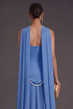 Black A Line Neck Scarf Strapless Long Bridesmaid Dress