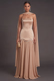 Black A Line Neck Scarf Strapless Long Bridesmaid Dress