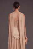 Black A Line Neck Scarf Strapless Long Bridesmaid Dress
