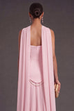 Black A Line Neck Scarf Strapless Long Bridesmaid Dress