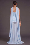 Black A Line Neck Scarf Strapless Long Bridesmaid Dress