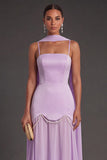 Black A Line Neck Scarf Strapless Long Bridesmaid Dress