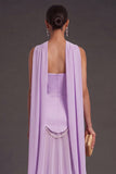 Black A Line Neck Scarf Strapless Long Bridesmaid Dress
