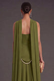 Black A Line Neck Scarf Strapless Long Bridesmaid Dress