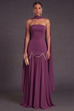 Black A Line Neck Scarf Strapless Long Bridesmaid Dress