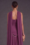 Black A Line Neck Scarf Strapless Long Bridesmaid Dress