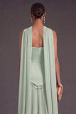 Black A Line Neck Scarf Strapless Long Bridesmaid Dress