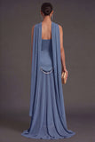 Black A Line Neck Scarf Strapless Long Bridesmaid Dress