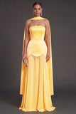 Black A Line Neck Scarf Strapless Long Bridesmaid Dress
