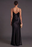 Black Mermaid Spaghetti Straps Long Bridesmaid Dress
