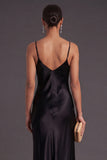 Black Mermaid Spaghetti Straps Long Bridesmaid Dress