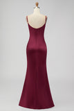 Black Mermaid Spaghetti Straps Long Bridesmaid Dress