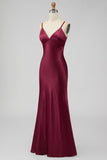 Black Mermaid Spaghetti Straps Long Bridesmaid Dress