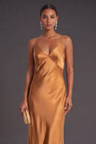 Black Mermaid Spaghetti Straps Long Bridesmaid Dress