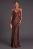 Black Mermaid Spaghetti Straps Long Bridesmaid Dress