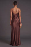 Black Mermaid Spaghetti Straps Long Bridesmaid Dress