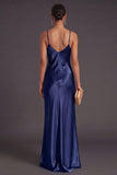 Black Mermaid Spaghetti Straps Long Bridesmaid Dress