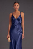 Black Mermaid Spaghetti Straps Long Bridesmaid Dress