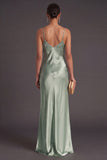 Black Mermaid Spaghetti Straps Long Bridesmaid Dress