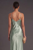 Black Mermaid Spaghetti Straps Long Bridesmaid Dress