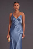 Black Mermaid Spaghetti Straps Long Bridesmaid Dress