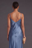 Black Mermaid Spaghetti Straps Long Bridesmaid Dress