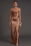 Sheath Black Strapless Long Bridesmaid Dress with Slit