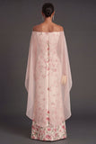 Apricot Floral Mermaid Maxi Strapless Wedding Guest Dress with Cape