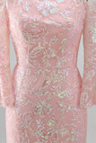 Sparkly Blush Flutter Sleeves Mermaid Maxi Formal Dress with Sequins
