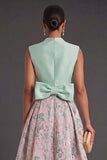 Navy Floral A Line Jacquard Long Wedding Guest Dress