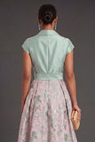 Collar Neck Floral A Line Navy Long Wedding Guest Dress