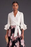 A Line Fuchsia Floral Flutter Sleeves Long Wedding Guest Dress