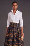 Black Red Floral Collar Neck Jacquard Long Wedding Guest Dress
